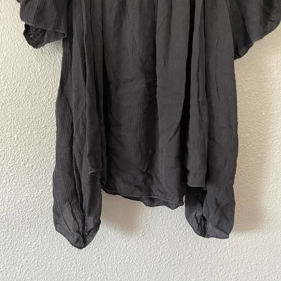 RAGA Black Gauze Flowy Cold Shoulder Crochet Boho Shirt Blouse Women's Top S - Picture 5 of 7